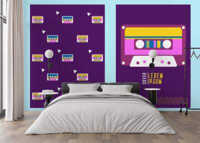 Retro style video cassette two side cover. Back and sides of paper cover Wall mural