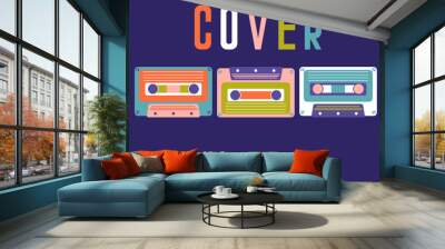 Retro style video cassette two side cover. Back and sides of paper cover Wall mural