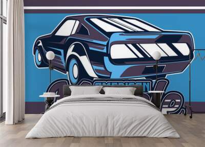 vintage car t shirt vector design - Vector  Wall mural