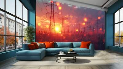 High voltage poles Wall mural