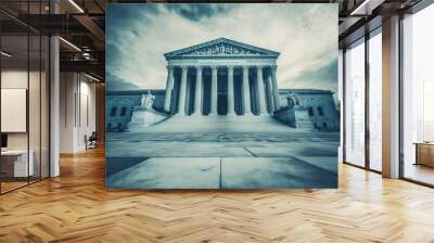 The supreme court building standing strong against a stormy sky Wall mural