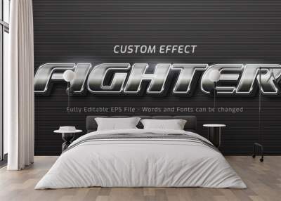 Custom 3d text effect fighter with metal theme Wall mural