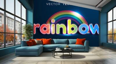 Editable text effect Rainbow 3d style illustrations Wall mural