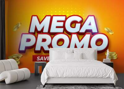 Editable text Mega promo banner template Wall mural