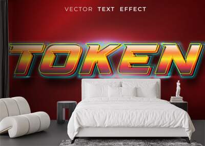 editable text Token style design on red background Wall mural