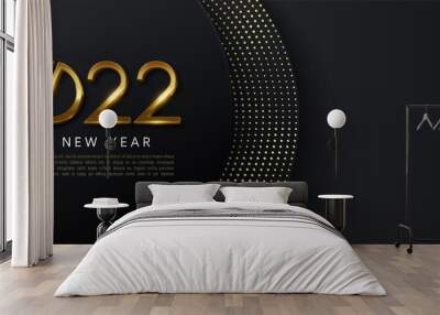 Happy new year 2022 banner illustration template on dark background Wall mural