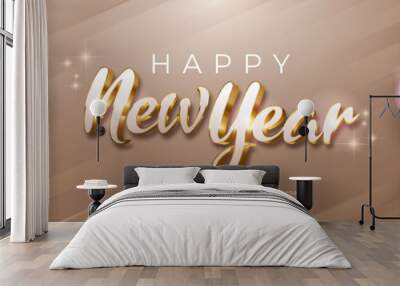 Happy new year with editable text three dimension text style Wall mural