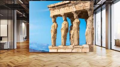 Karyatides statues, Erehtheio, on the Acropolis in Athens, Greece Wall mural