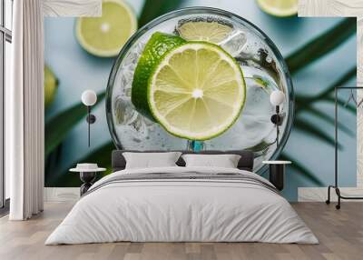 Fresh lime drinks macro shot Wall mural