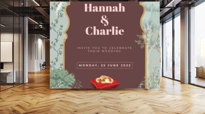 Indian wedding card invitation template
 Wall mural