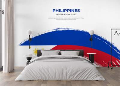 Abstract brush flag of Philippines in rounded brush stroke effect vector illustration Wall mural