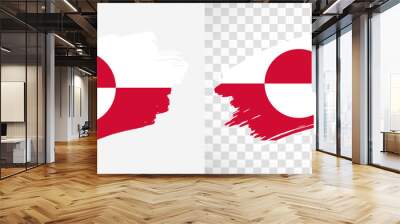 Artistic Greenland flag with isolated brush painted textured with transparent and solid background Wall mural