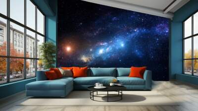 dark galaxy background filled with stars featuring mysterious colorful lights in a tranquil universe Wall mural