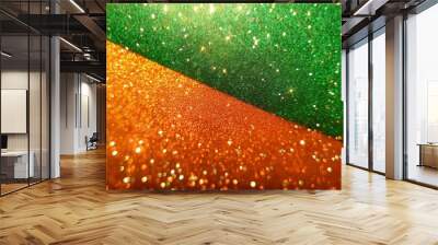 green to orange gradient bright shiny glamour luxury glitter texture background copy space backdrop Wall mural