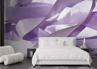 abstract background of satin purple ribbons. Beautiful image for a project or design. Wall mural