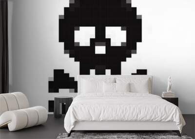 pixel art skull crossbone icon vector on white background Wall mural