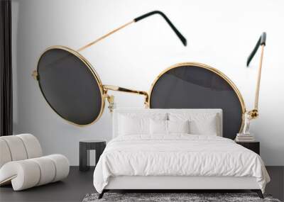 Round framed retro sunglasses isolated on white Wall mural