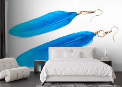 Women's earrings with blue feathers Wall mural