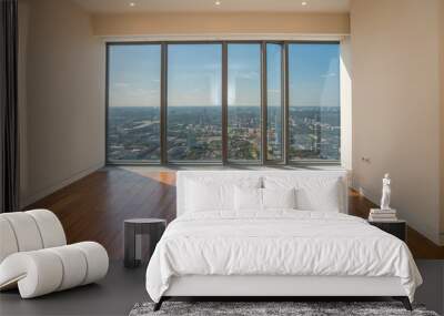 Empty  interior apartment with panoramic city view. Wall mural