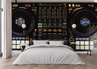 Black modern audio DJ controller Top view Wall mural