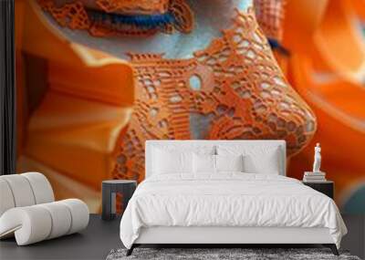 Face Mask Art, Orange Texture Wall mural