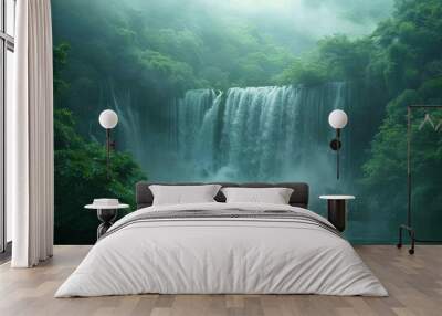 Mystical Forest Falls Landscape Wall mural