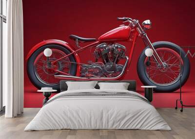 Red Retro Motorcycle Wall mural