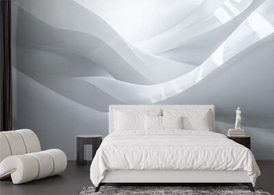 Clean white minimalist background with abstract geometric shapes and lines Wall mural