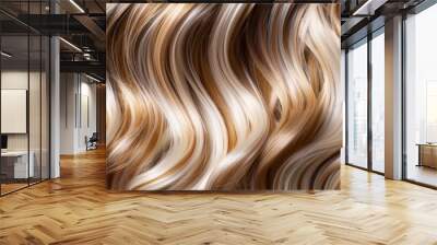 Closeup of smooth and shiny highlighted blonde hair texture with loose waves Wall mural