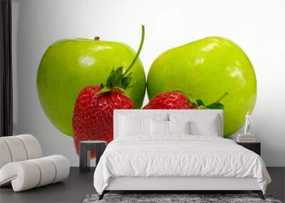 two strawberry with two apples Wall mural