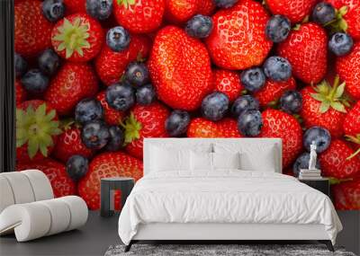 strawberries and blueberries Wall mural