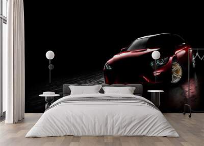 car on black. Wall mural