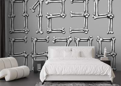 Graphic white realistic bones numbers vector set Wall mural