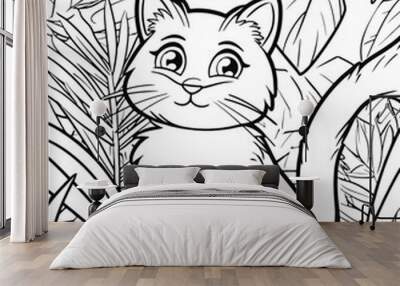 cat on a branch Wall mural