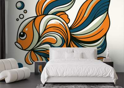 fish on a white Wall mural