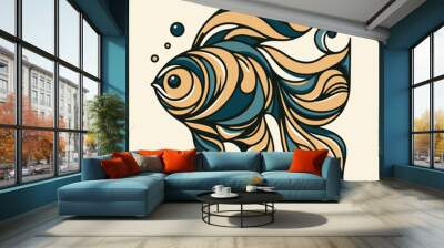 fish on a white Wall mural