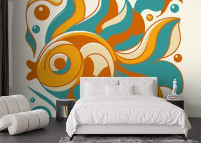 illustration of a fish Wall mural