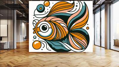 illustration of a fish Wall mural