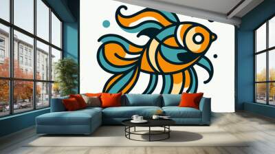 illustration of a fish Wall mural