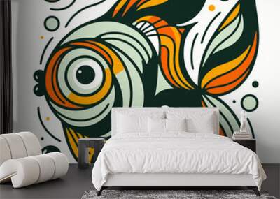 illustration of a goldfish Wall mural