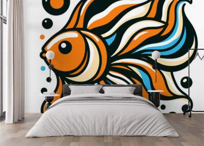 illustration of a goldfish Wall mural