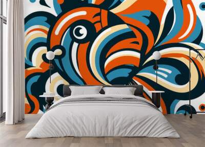 illustration of a goldfish Wall mural