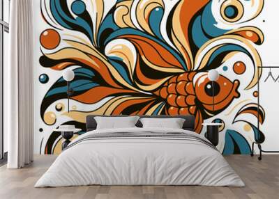 illustration of a goldfish Wall mural