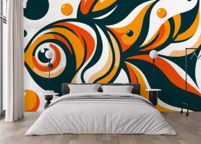 illustration of a goldfish Wall mural