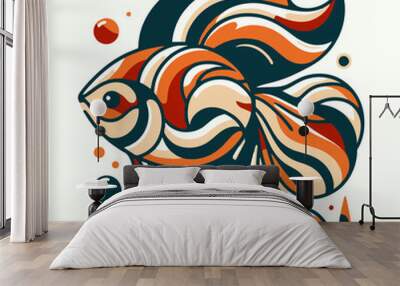 illustration of a goldfish Wall mural