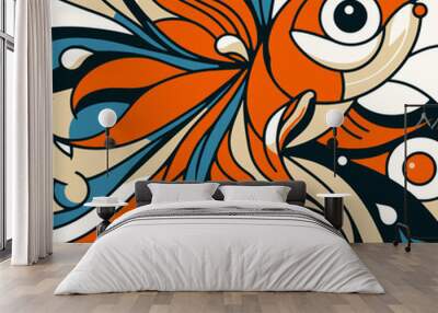 illustration of a goldfish Wall mural