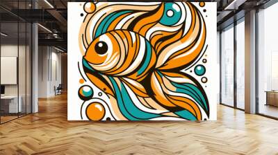 illustration of a goldfish Wall mural