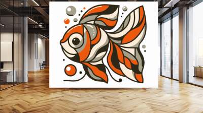 illustration of a goldfish Wall mural