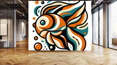 illustration of a goldfish Wall mural