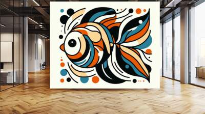 illustration of a goldfish Wall mural